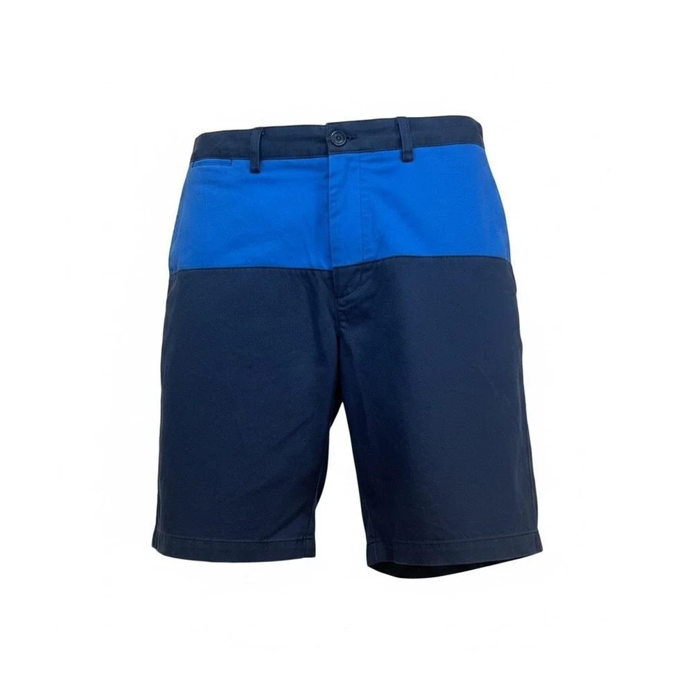 Banana Republic Mens 36 Colorblock Chino Shorts Navy Cobalt Blue Cotton